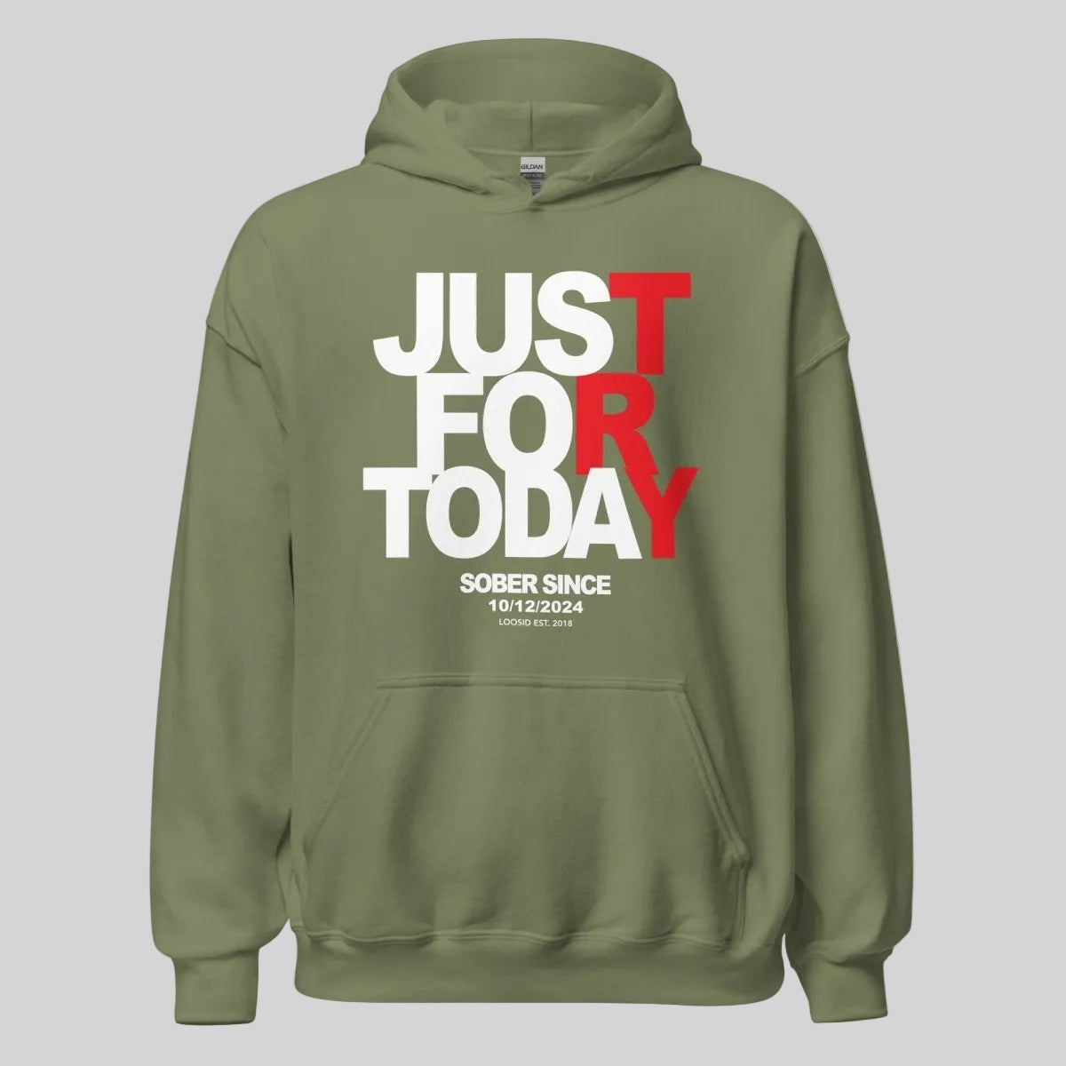 Just For Today Custom Sobriety Date Recovery Hoodie back view (view 17)