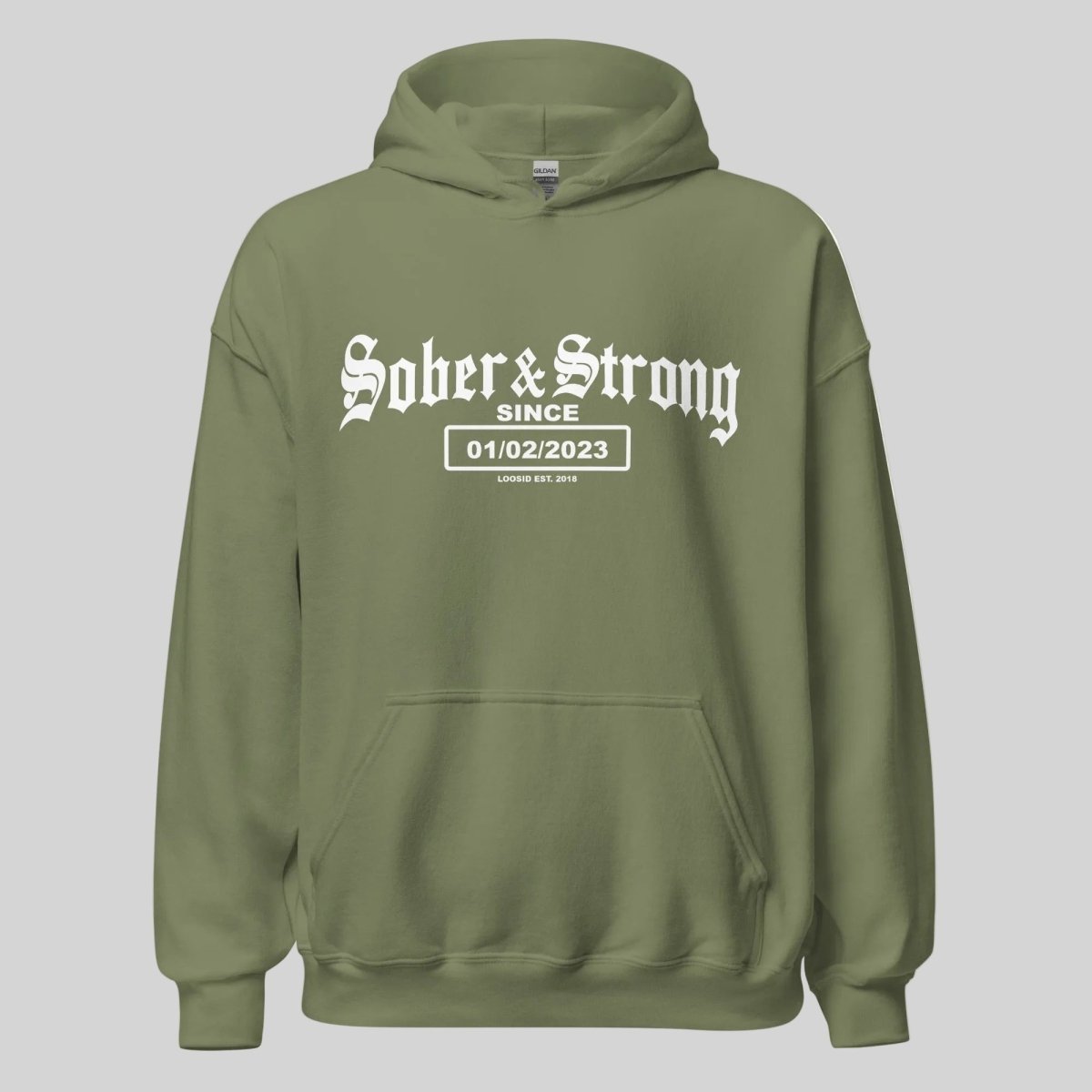 Old School Sober Recovery Hoodie back view (view 17)