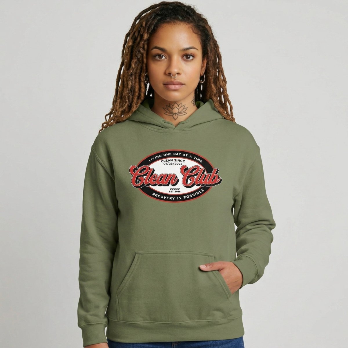 Clean Club Badge Recovery Hoodie lifestyle view (view 15)