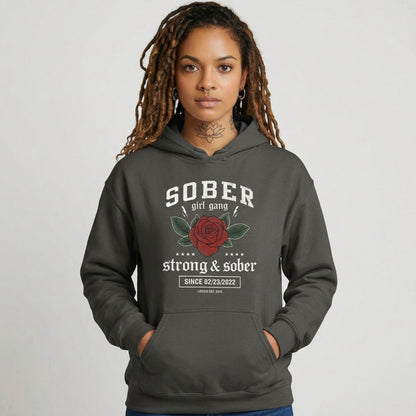 Sober Girl Gang Strong & Sober Crest Recovery Hoodie graphic detail (view 44)