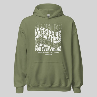 Addiction is Giving up Recovery Hoodie back view (view 27)