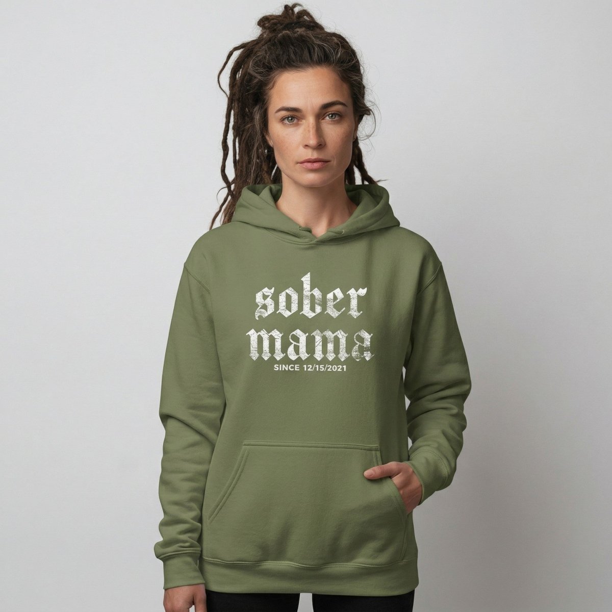 Sober Mama Recovery Hoodie flat lay styled image (view 13)