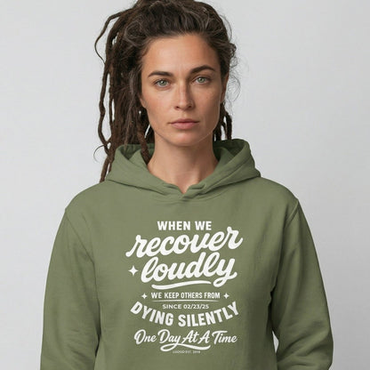 When we recover loudly Recovery Hoodie close-up view (view 12)
