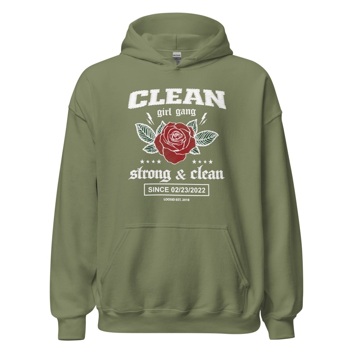 Clean Girl Gang Strong & Clean Crest Recovery Hoodie flat lay styled image (view 23)