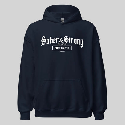 Sober & Strong Old School Recovery Hoodie packaging detail (view 8)