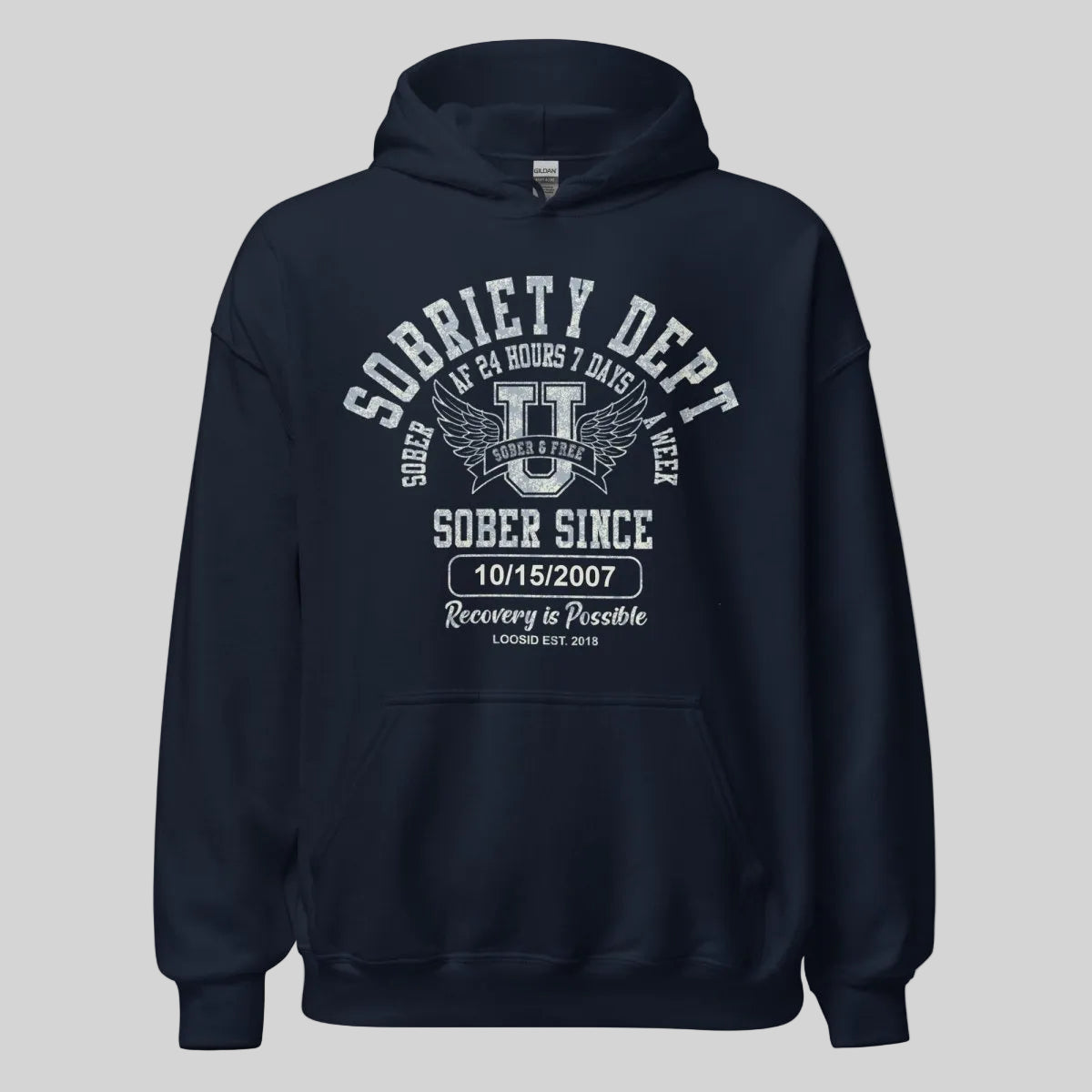 Sobriety Dept Recovery Hoodie side view (view 6)