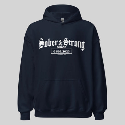 Old School Sober Recovery Hoodie close-up view (view 12)
