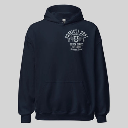 Sobriety Dept Recovery Hoodie lifestyle view (view 5)