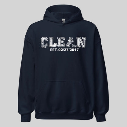 Clean Collegiate Hoodie W Personalize Recovery Date Recovery Hoodie packaging detail (view 8)