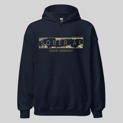 Sober AF Camo Recovery Hoodie side view (view 6)