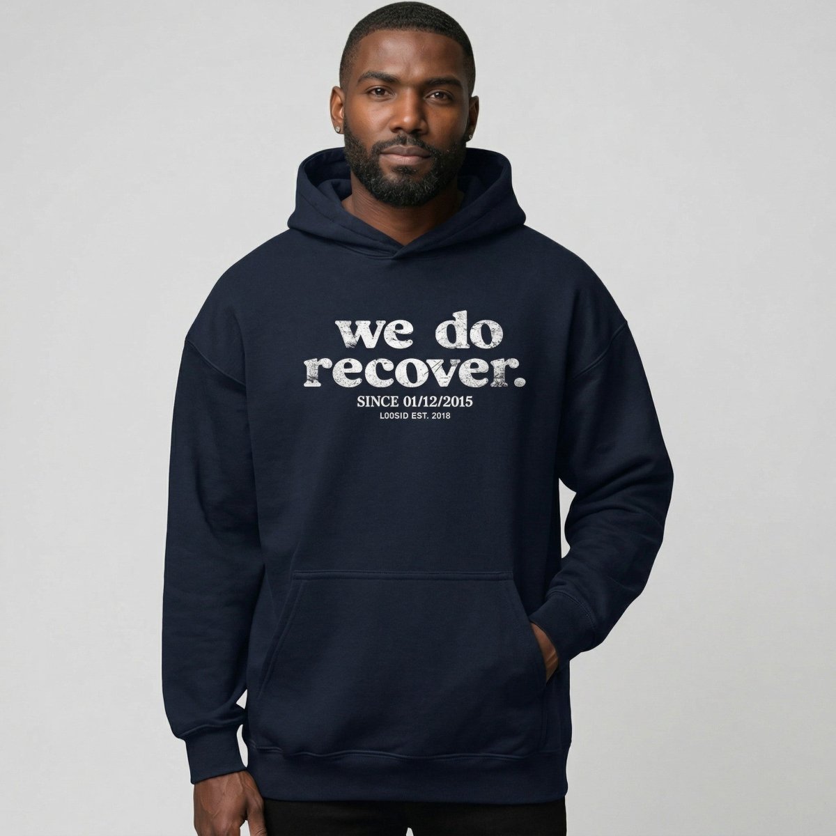 We Do Recover Men's Sober Recovery Hoodie fit detail (view 19)