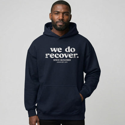 We Do Recover Men's Sober Recovery Hoodie fit detail (view 19)