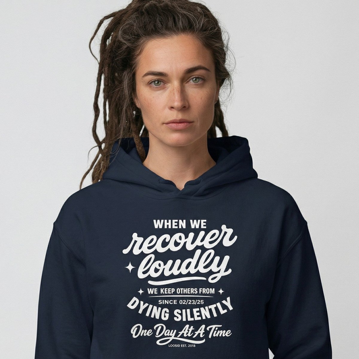 When we recover loudly Recovery Hoodie side view (view 6)