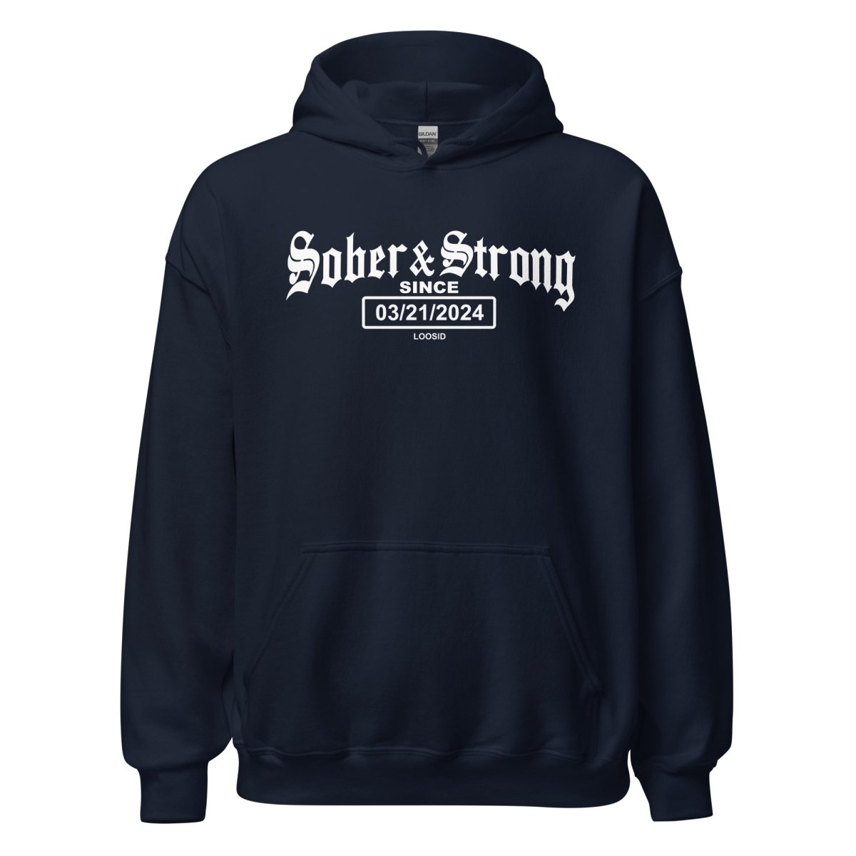 Old School Sober & Strong Recovery Hoodie back view (view 27)