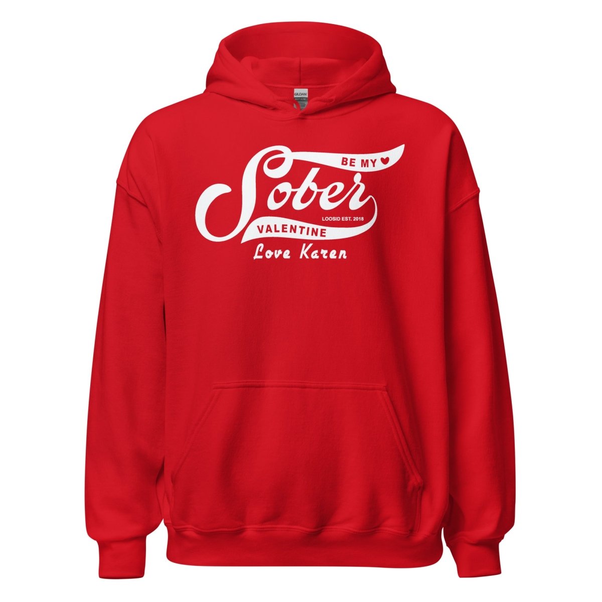 Be My Sober Valentine Hoodie w Personalized Name Recovery Hoodie close-up view (view 2)