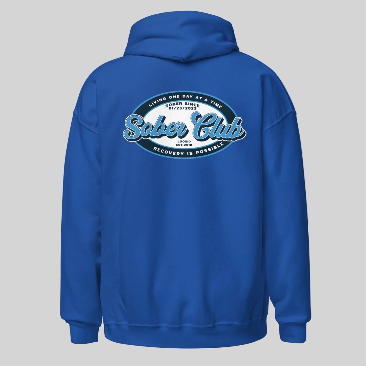Sober Club Badge Recovery Hoodie lifestyle view (view 25)