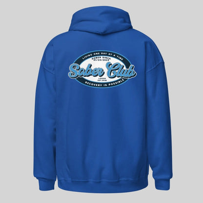Sober Club Badge Recovery Hoodie lifestyle view (view 25)