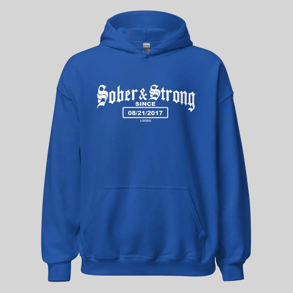 Sober & Strong Old School Recovery Hoodie back view (view 17)