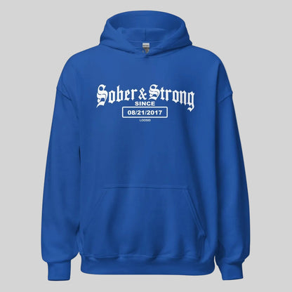 Sober & Strong Old School Recovery Hoodie back view (view 17)