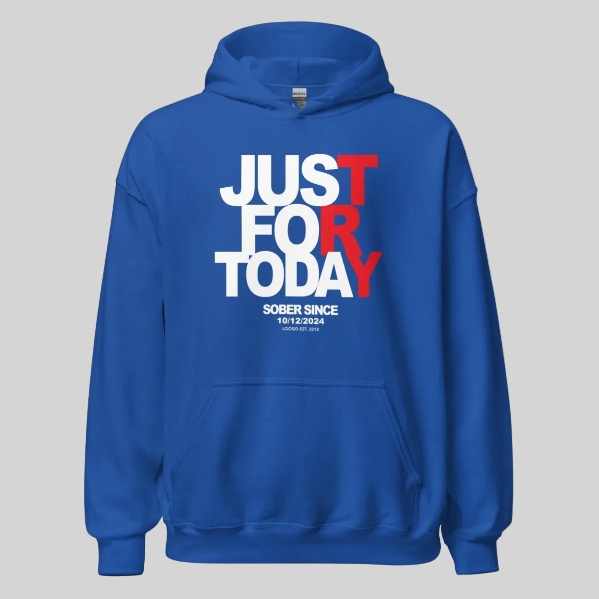 Just For Today Custom Sobriety Date Recovery Hoodie back view (view 17)