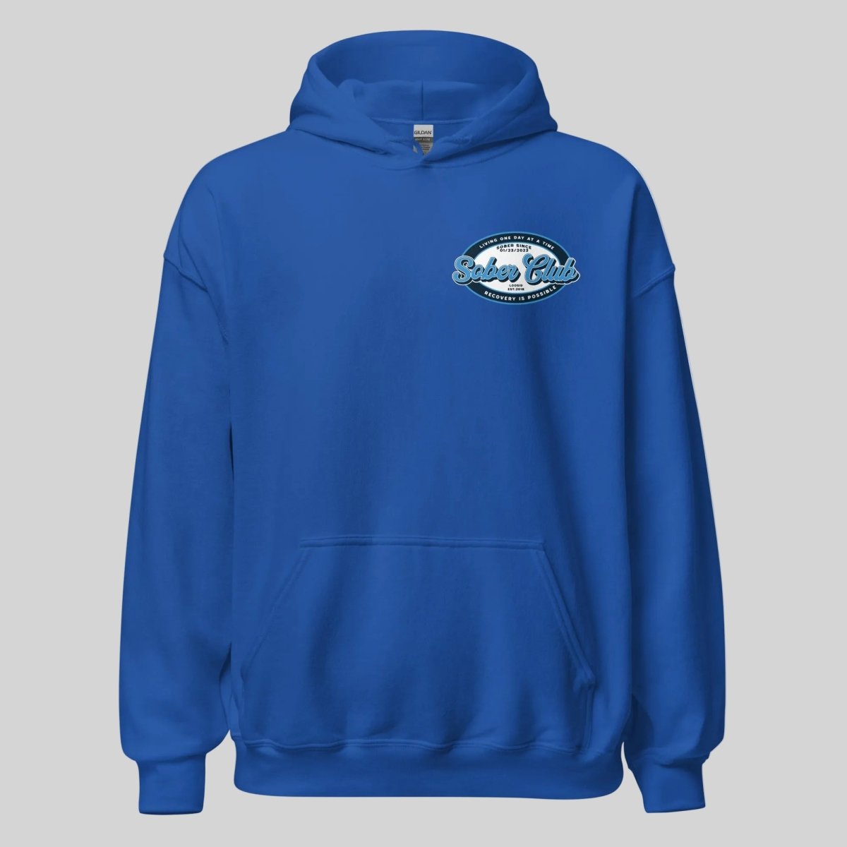 Sober Club Badge Recovery Hoodie close-up view (view 22)