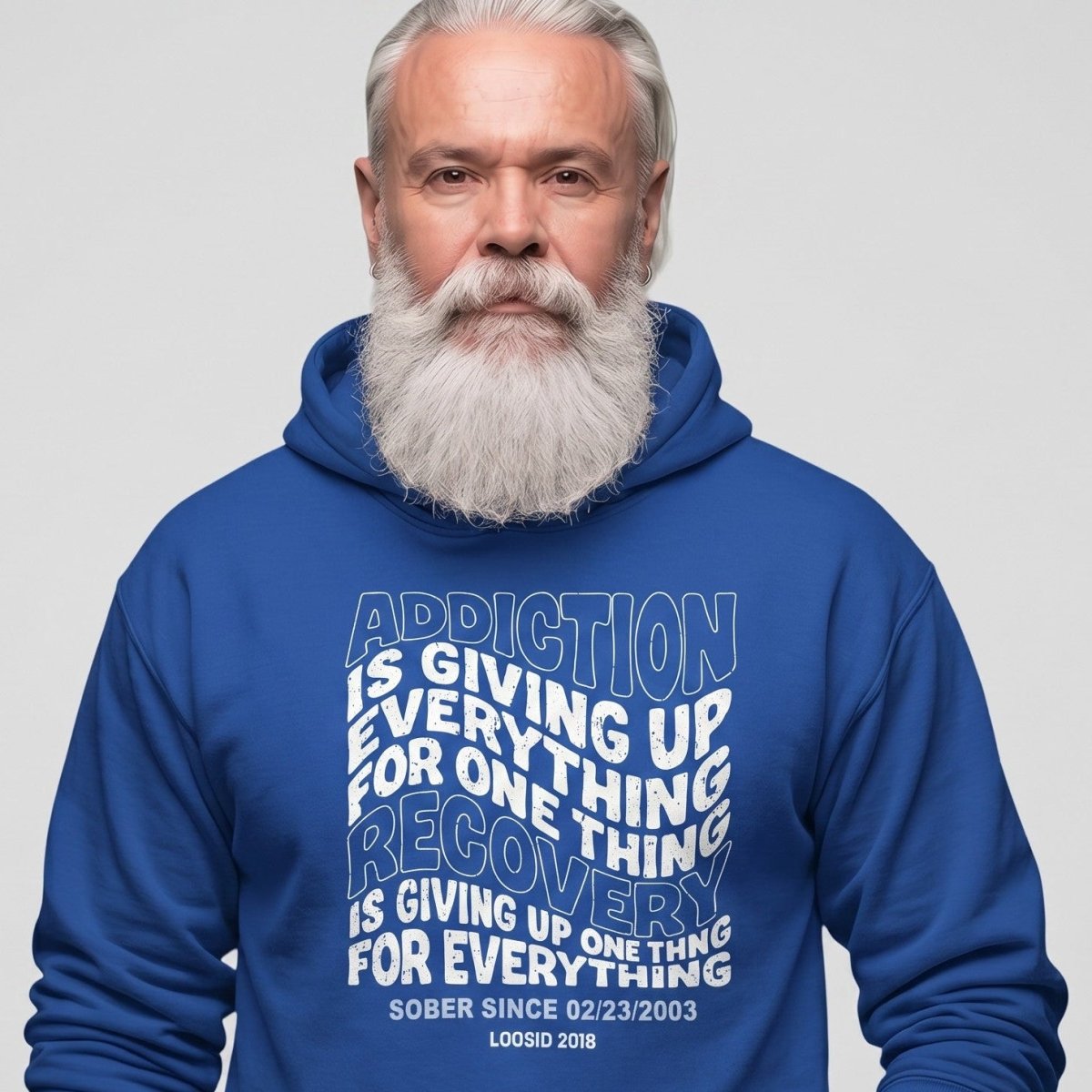 Addiction is Giving up Recovery Hoodie close-up view (view 32)