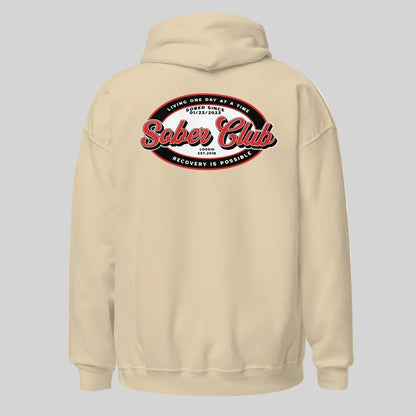 Sober Club Badge Recovery Hoodie close-up view (view 42)