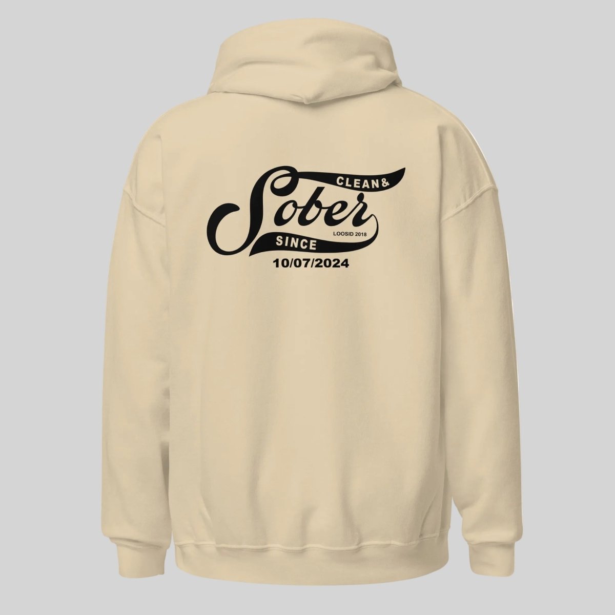 Sober Since Recovery Hoodie flat lay styled image (view 43)