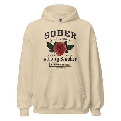 Sober Girl Gang Strong & Sober Crest Recovery Hoodie fit detail (view 19)