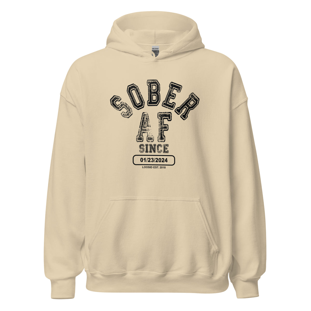 Classic varsity-style Recovery Hoodie honoring sober living