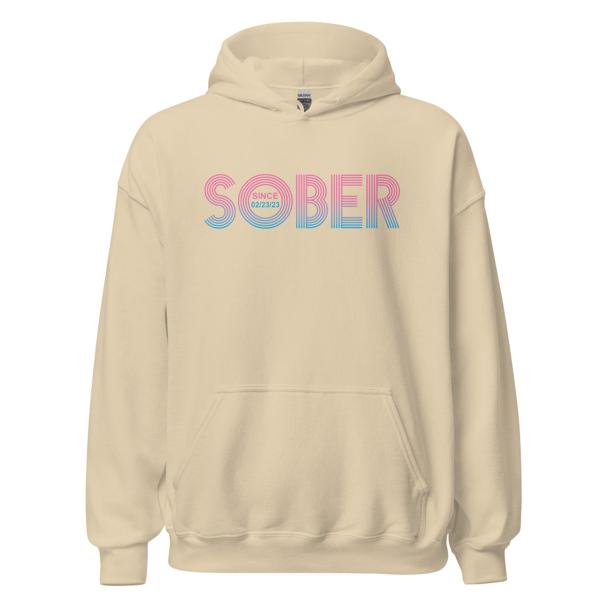 Distressed retro-striped Recovery Hoodie for sober pride