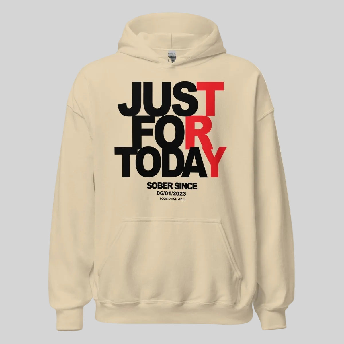 Just For Today Custom Sobriety Date Recovery Hoodie back view (view 27)