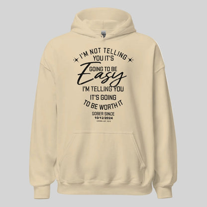 I'm Not Telling Custom Sobriety Date Recovery Hoodie back view (view 27)