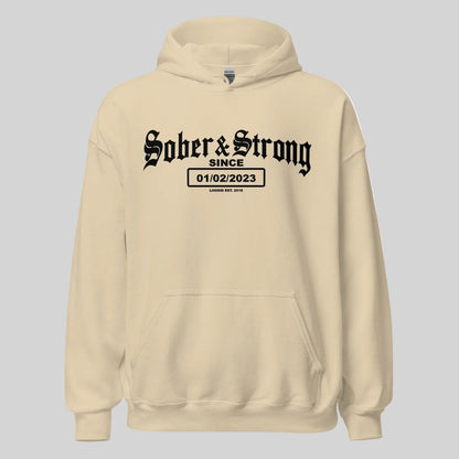 Old School Sober Recovery Hoodie close-up view (view 32)