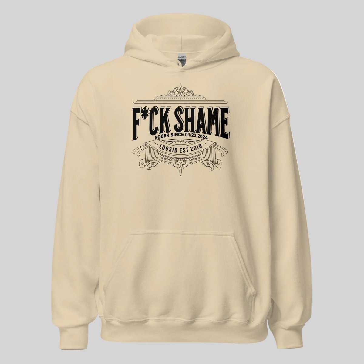 F*ck Shame Recovery Hoodie flat lay styled image (view 33)