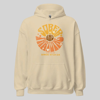 Sober & Thriving Recovery Hoodie flat lay styled image (view 33)