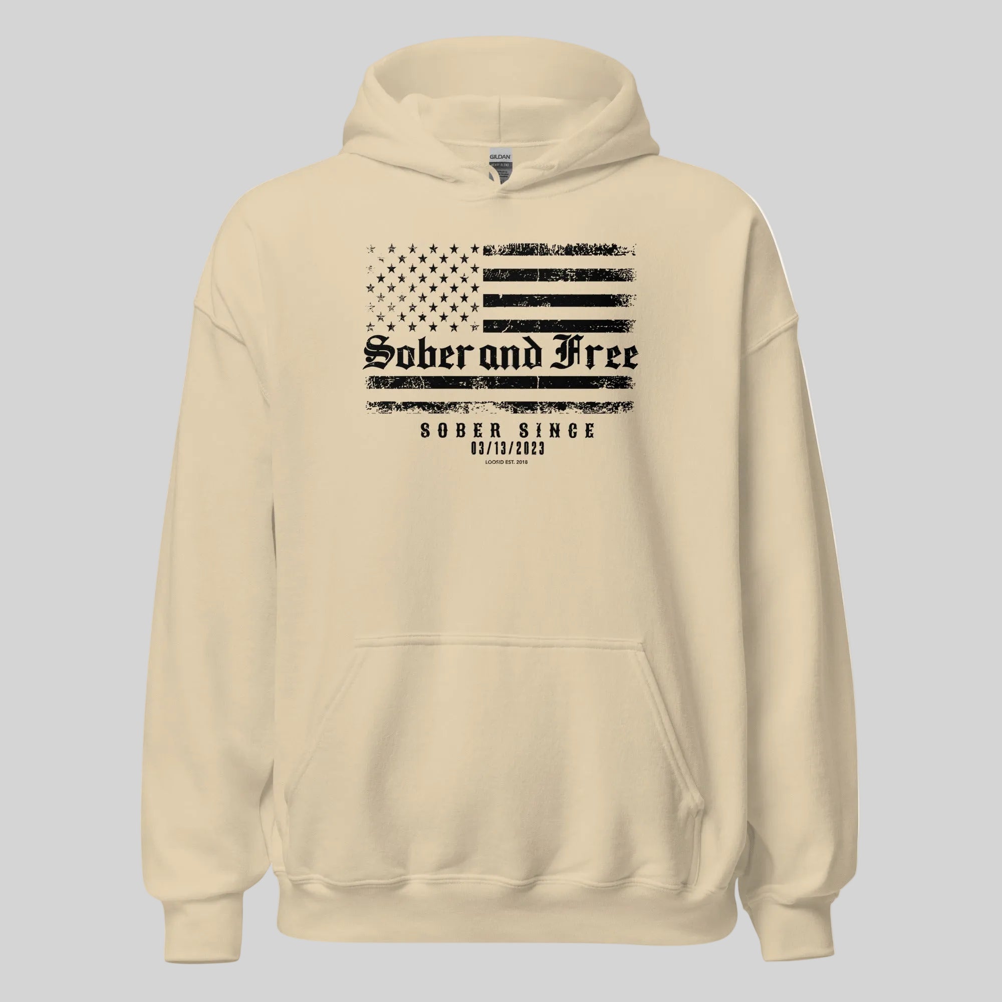 Sober and Free Custom Sobriety Date Recovery Hoodie featuring the design (view 21)