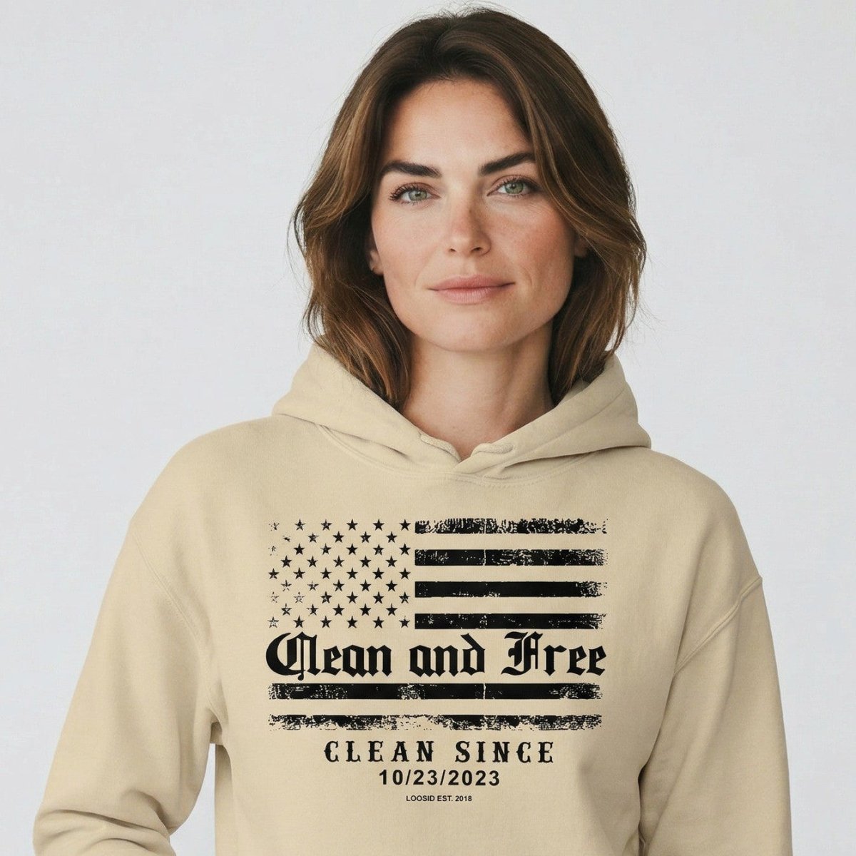 Clean and Free Custom Recovery Date Recovery Hoodie close-up view (view 22)