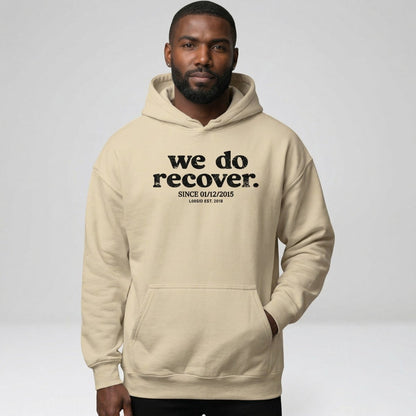 We Do Recover Men's Sober Recovery Hoodie flat lay styled image (view 13)