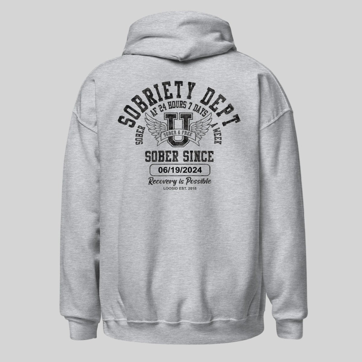 Sobriety Dept Sober AF Recovery Hoodie side view (view 26)