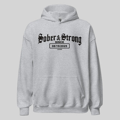 Sober & Strong Old School Recovery Hoodie product photo (view 40)