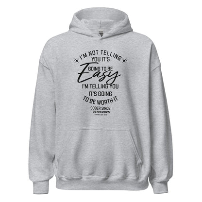 I'm Not Telling You It's Easy Custom Sobriety Date Recovery Hoodie graphic detail (view 34)