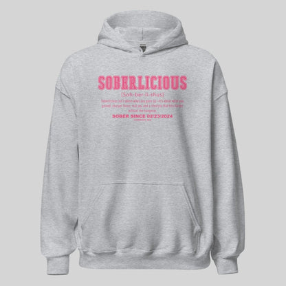 Soberlicious Definition Hoodie w Custom Sobriety Date Recovery Hoodie featuring the design (view 11)