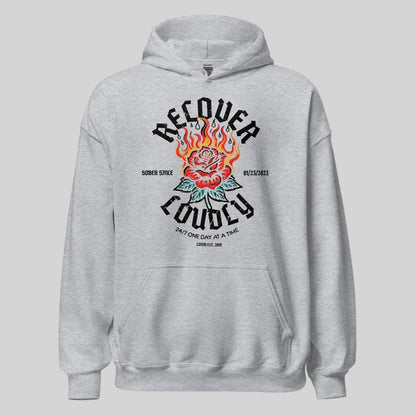 Recover Loudly Custom Sobriety Date Recovery Hoodie back view (view 7)