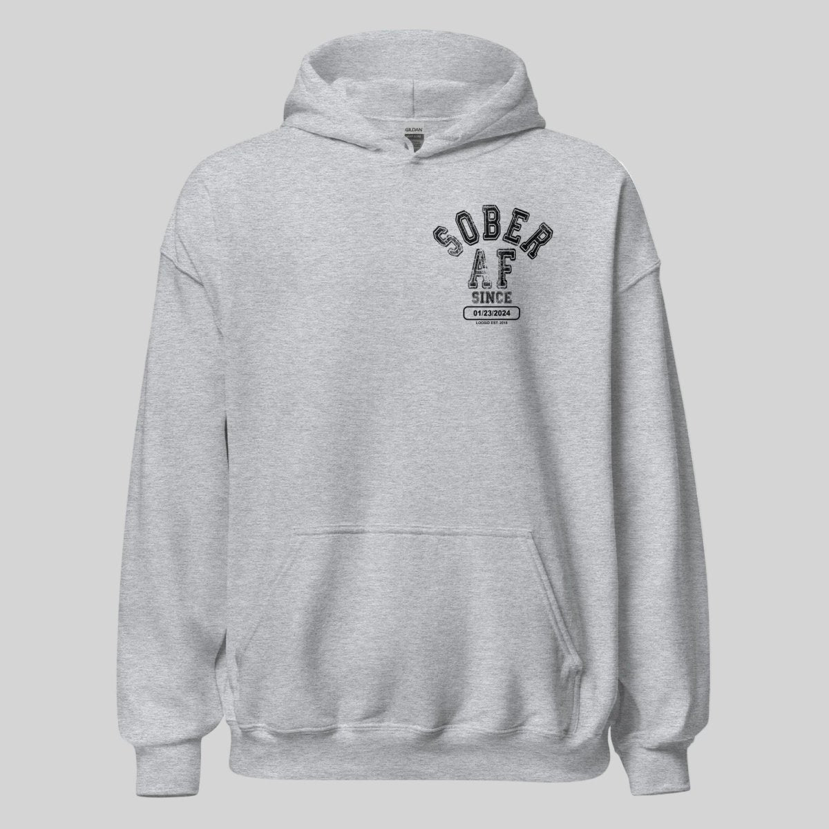 Sober AF Since Recovery Hoodie lifestyle view (view 15)