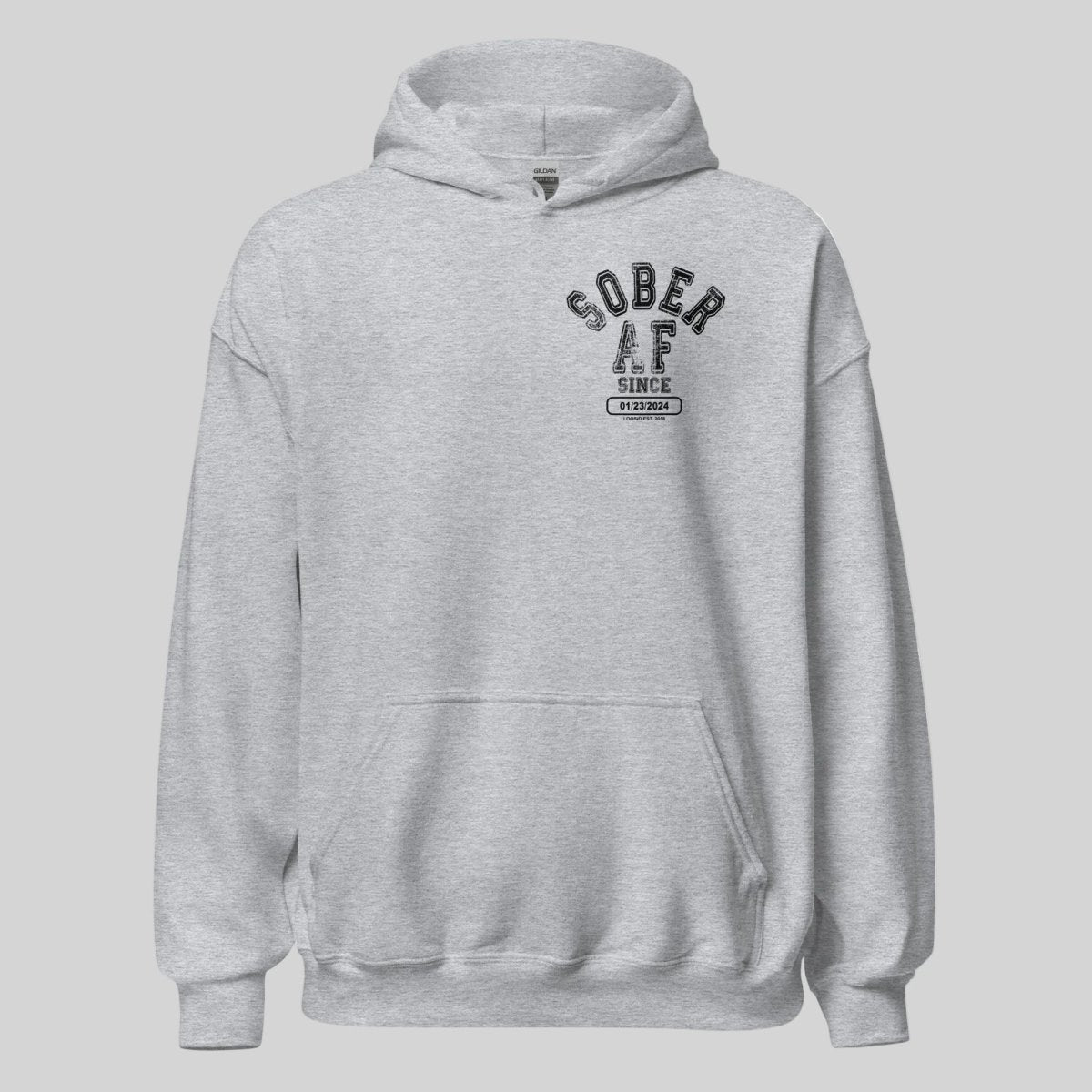 Sober AF Recovery Hoodie close-up view (view 22)