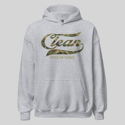 Clean Since Camo Recovery Hoodie flat lay styled image (view 3)