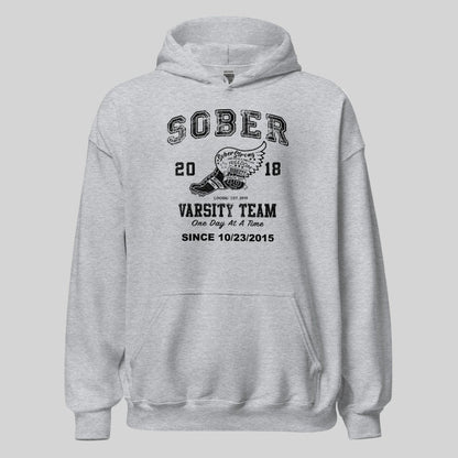 Sober Varsity Team Recovery Hoodie close-up view (view 22)