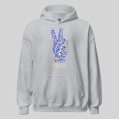 Peace & Sober Recovery Hoodie flat lay styled image (view 3)
