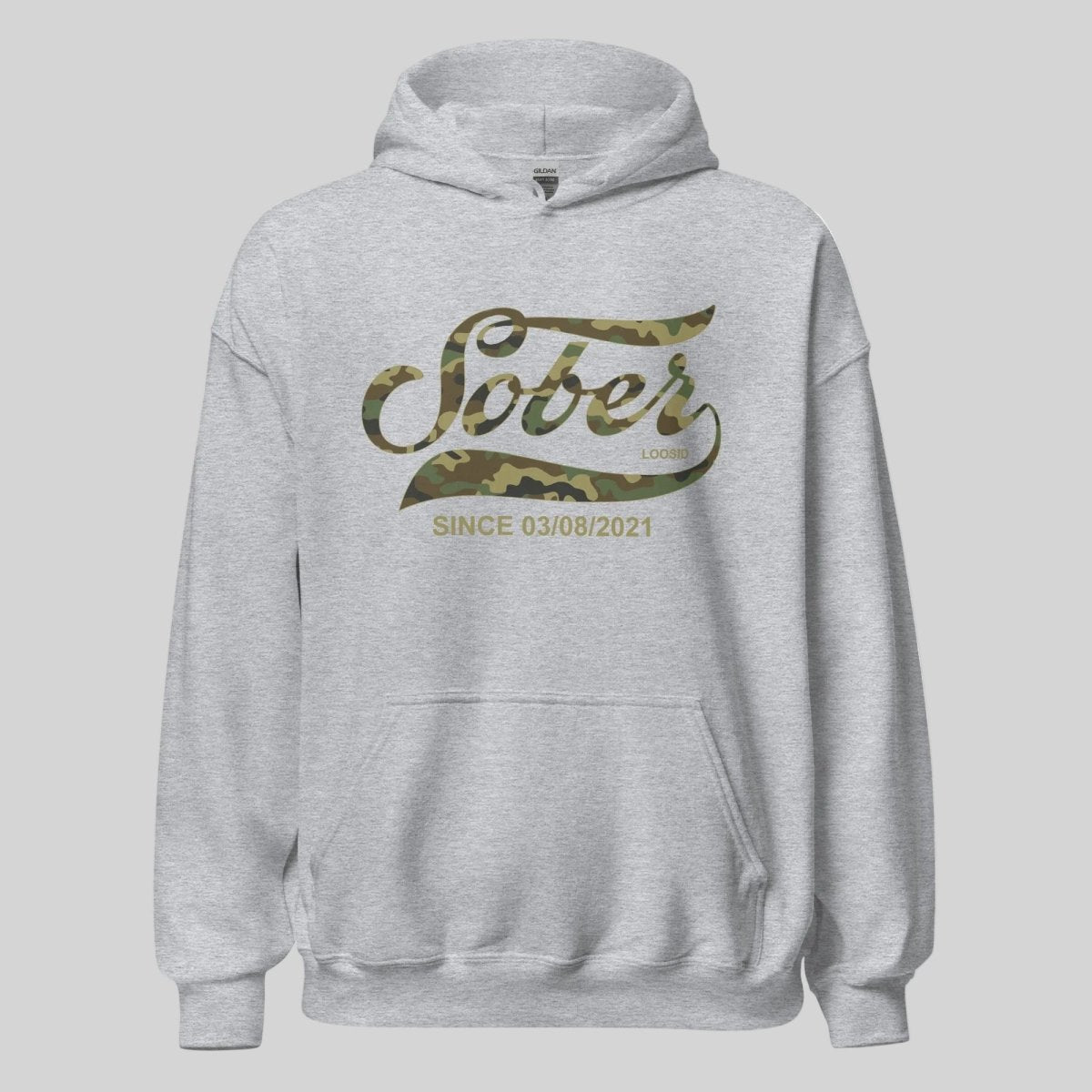 Sober Since Camo Recovery Hoodie featuring the design (view 11)